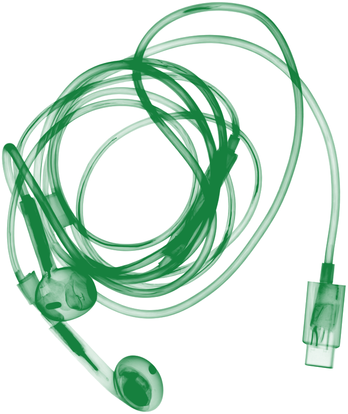 Wired earbuds, x-ray